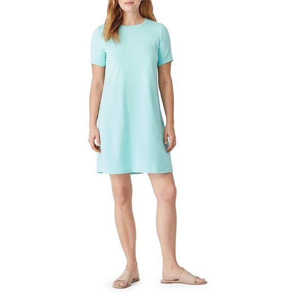 EILEEN FISHER Traceable Organic Cotton Jersey Crew Neck Dress- NWT - Small - Picture 1 of 3